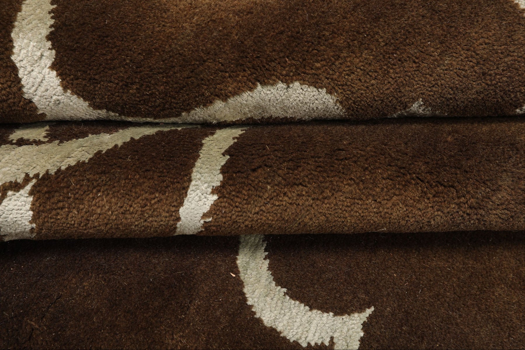 8x10 Brown, Silver, Color Hand Loomed Tibetan Wool & Bamboo Silk Transitional Oriental Rug