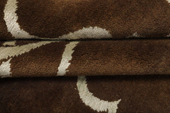 8x10 Brown, Silver, Color Hand Loomed Tibetan Wool & Bamboo Silk Transitional Oriental Rug
