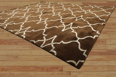 8x10 Brown, Silver, Color Hand Loomed Tibetan Wool & Bamboo Silk Transitional Oriental Rug