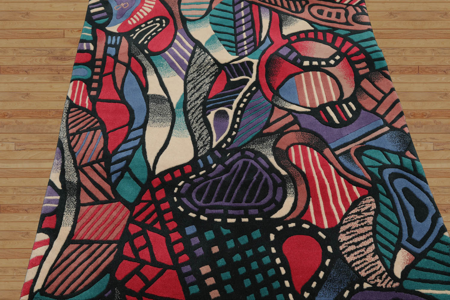 3x5 Blue, Turquoise, Purple Color Hand Knotted Pictorial 100% Wool Modern Oriental Rug