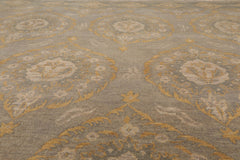 8x10 Gray, Slate, Gold Color Hand Knotted All-Over 100% Wool Traditional Oriental Rug