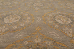 8x10 Gray, Slate, Gold Color Hand Knotted All-Over 100% Wool Traditional Oriental Rug