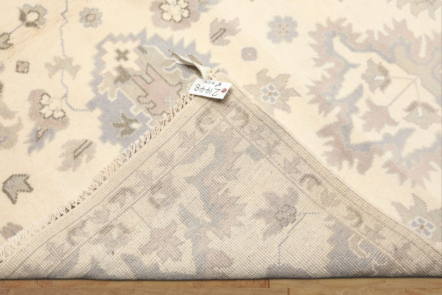 8x10 Ivory, Gray, Taupe Color Hand Knotted Oushak Wool Transitional Oriental Rug