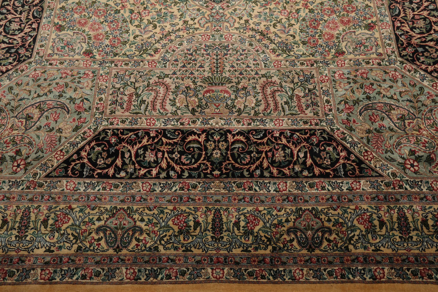 8x10 Ivory, Gray, Aqua Color Hand Knotted All-Over 100% Wool Traditional-Persian/Oriental Oriental Rug