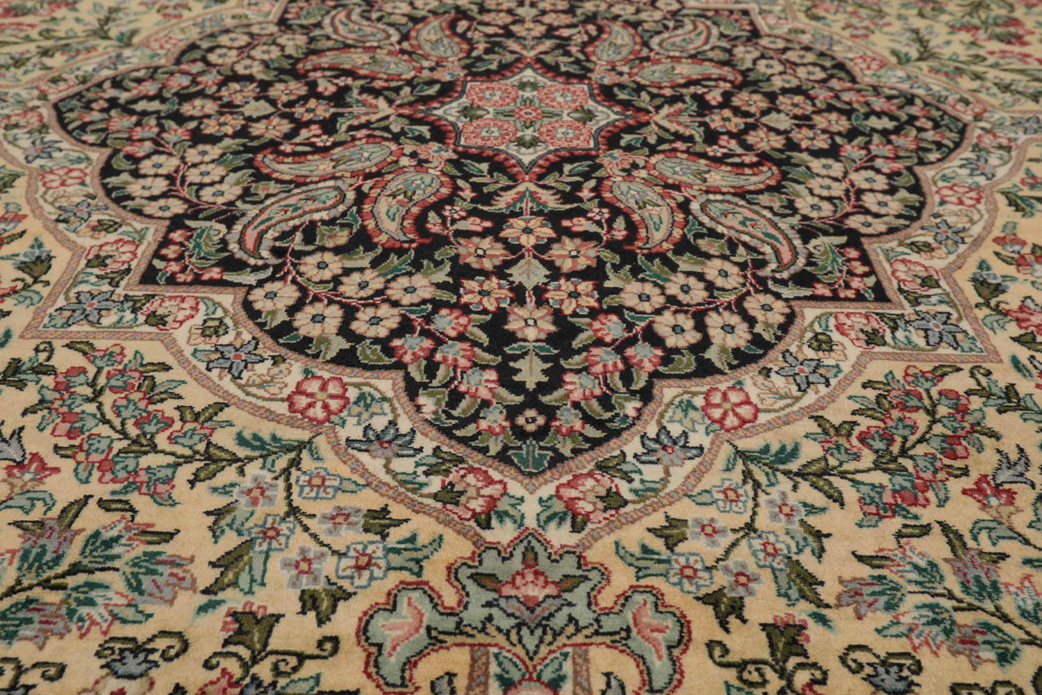 8x10 Ivory, Gray, Aqua Color Hand Knotted All-Over 100% Wool Traditional-Persian/Oriental Oriental Rug