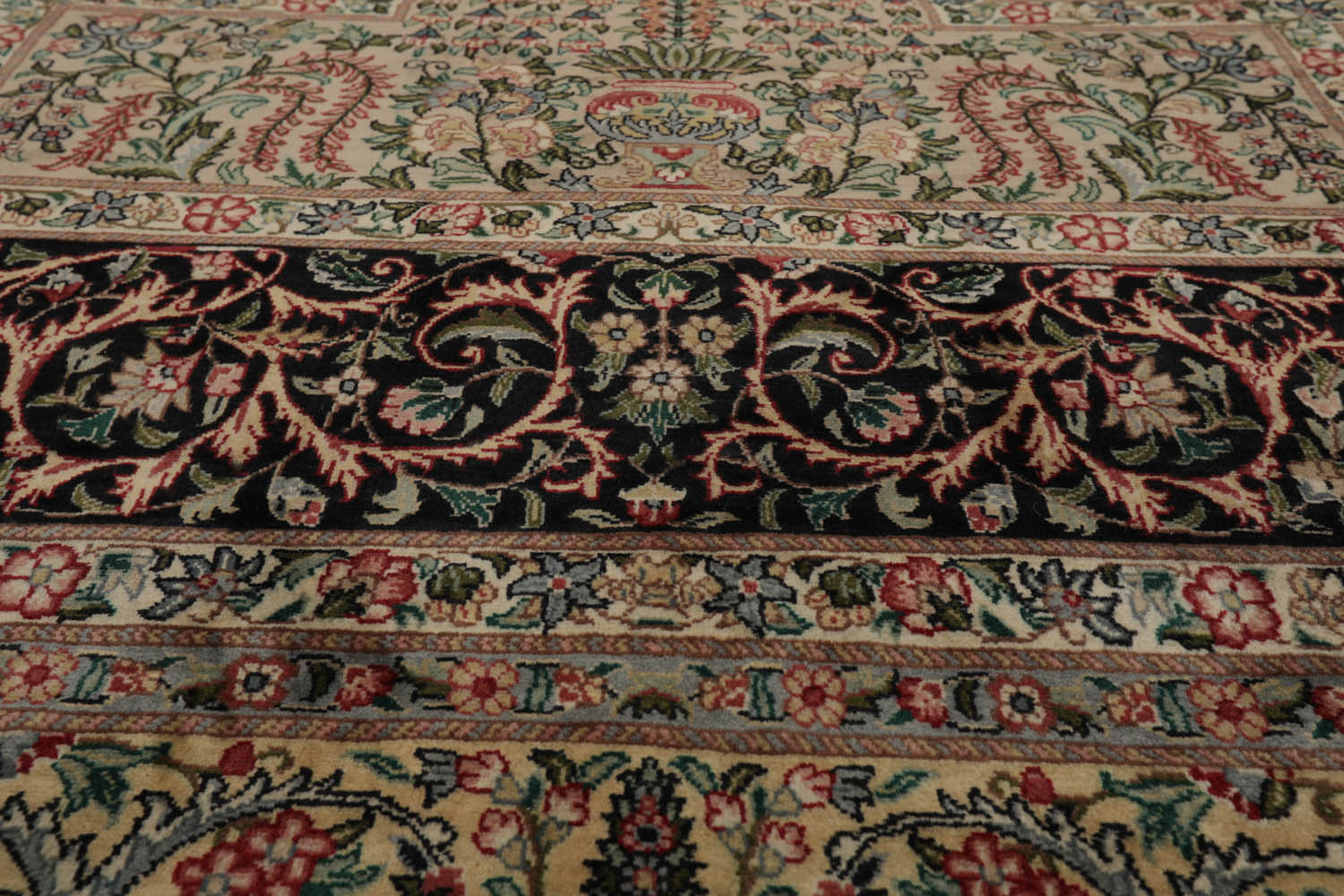 8x10 Ivory, Gray, Aqua Color Hand Knotted All-Over 100% Wool Traditional-Persian/Oriental Oriental Rug