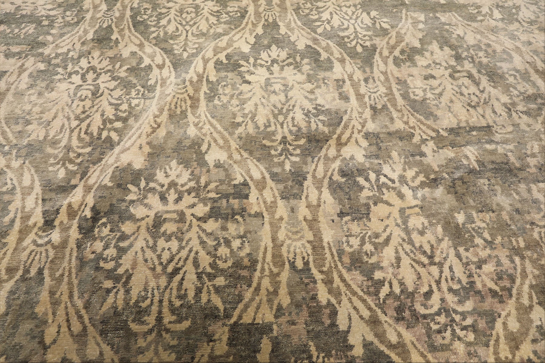 8' Square Beige, Gray, Taupe Color Hand Knotted Tibetan Wool Transitional Oriental Rug