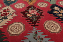 8x10 Pink, Aqua, Beige Color Hand Knotted All-Over 100% Wool Traditional-Persian/Oriental Oriental Rug