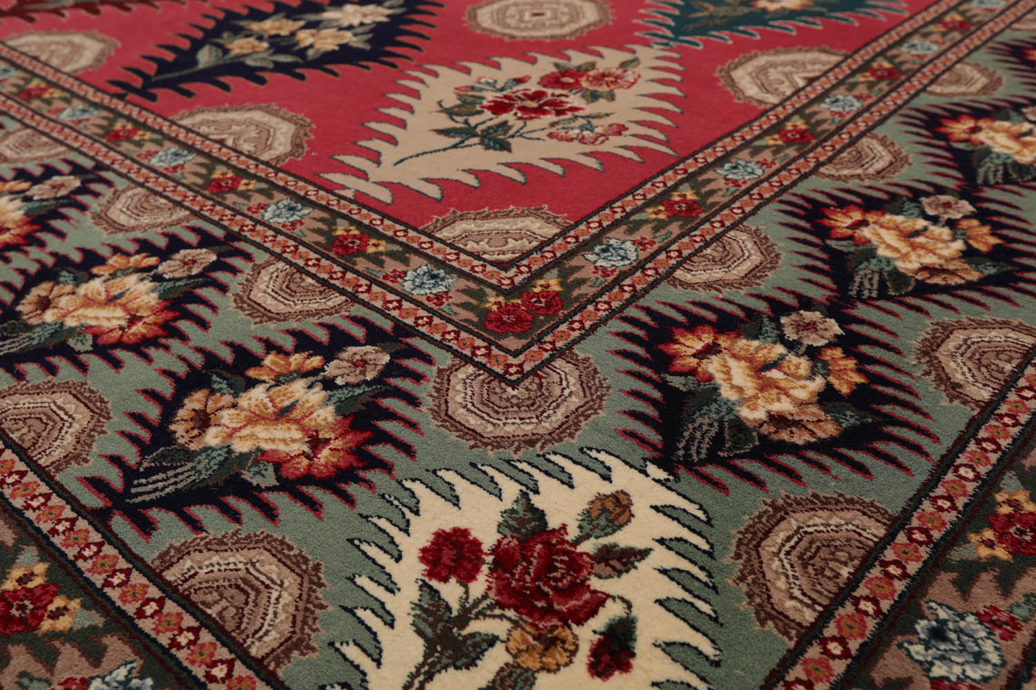 8x10 Pink, Aqua, Beige Color Hand Knotted All-Over 100% Wool Traditional-Persian/Oriental Oriental Rug