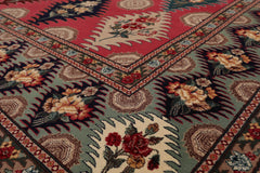8x10 Pink, Aqua, Beige Color Hand Knotted All-Over 100% Wool Traditional-Persian/Oriental Oriental Rug