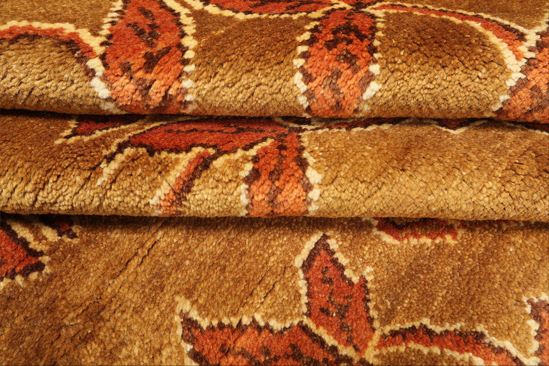 8x10 Gold, Orange, Aqua Color Hand Knotted Tibetan Wool Transitional Oriental Rug