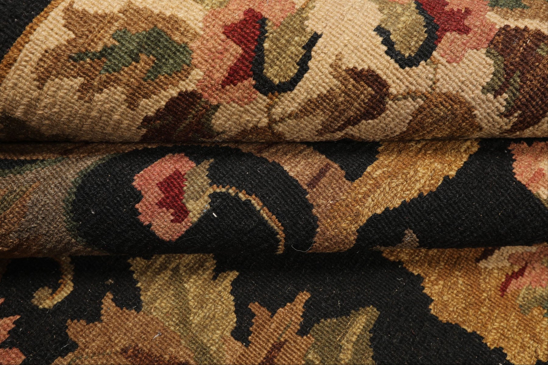 8x10 Black, Tan, Gold Color Hand Knotted Soumak Wool Traditional Oriental Rug