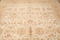 9x12 Beige, Gold, Tan Color Hand Knotted All-Over 100% Wool Traditional Oriental Rug