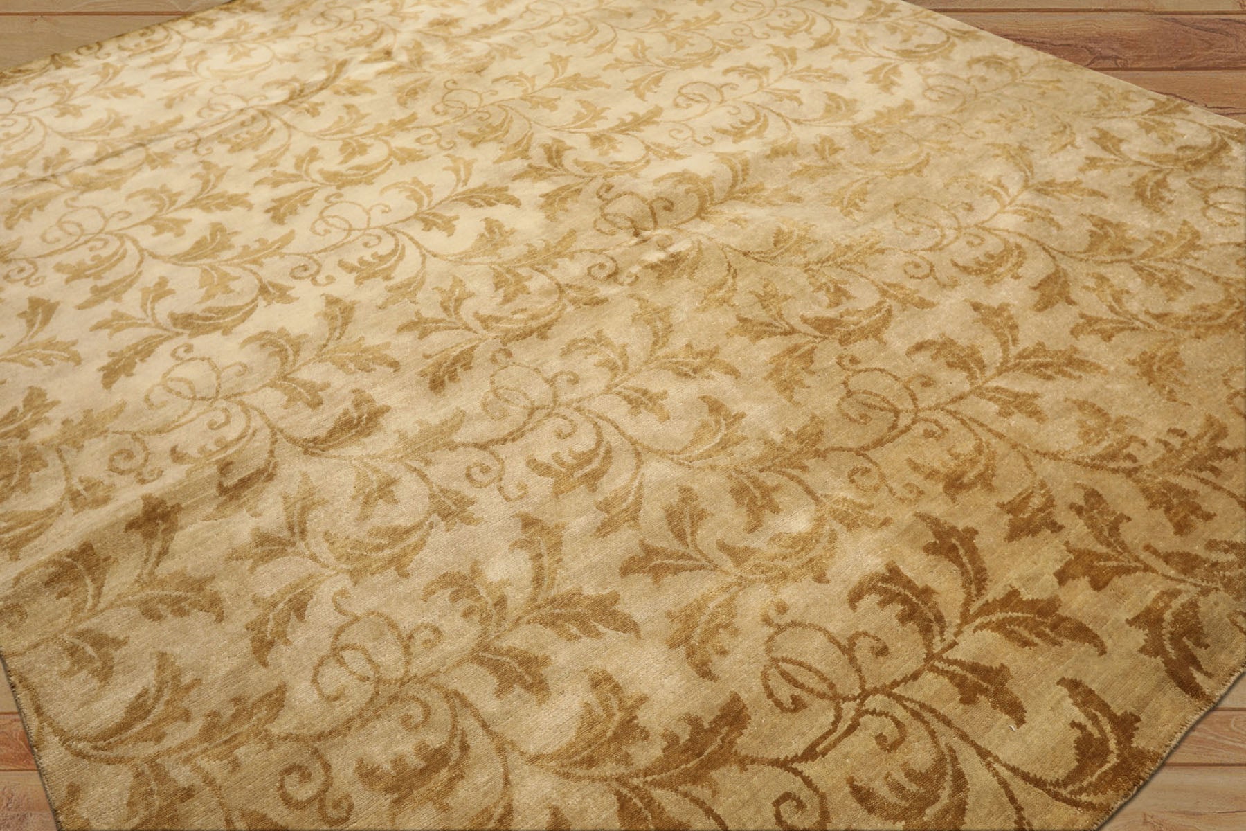 8x10 Beige, Gold, Muted Earth Tones Color Hand Knotted Tibetan Wool Transitional Oriental Rug