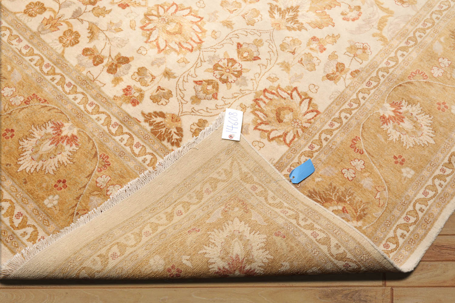 9x12 Beige, Gold, Tan Color Hand Knotted All-Over 100% Wool Traditional Oriental Rug