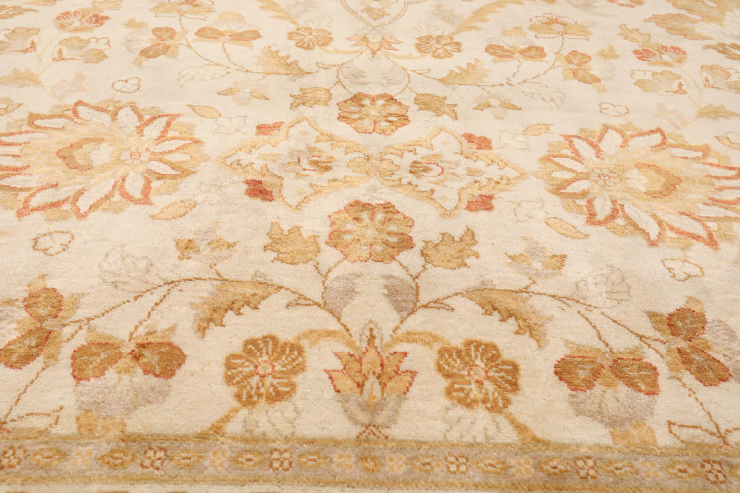 9x12 Beige, Gold, Tan Color Hand Knotted All-Over 100% Wool Traditional Oriental Rug