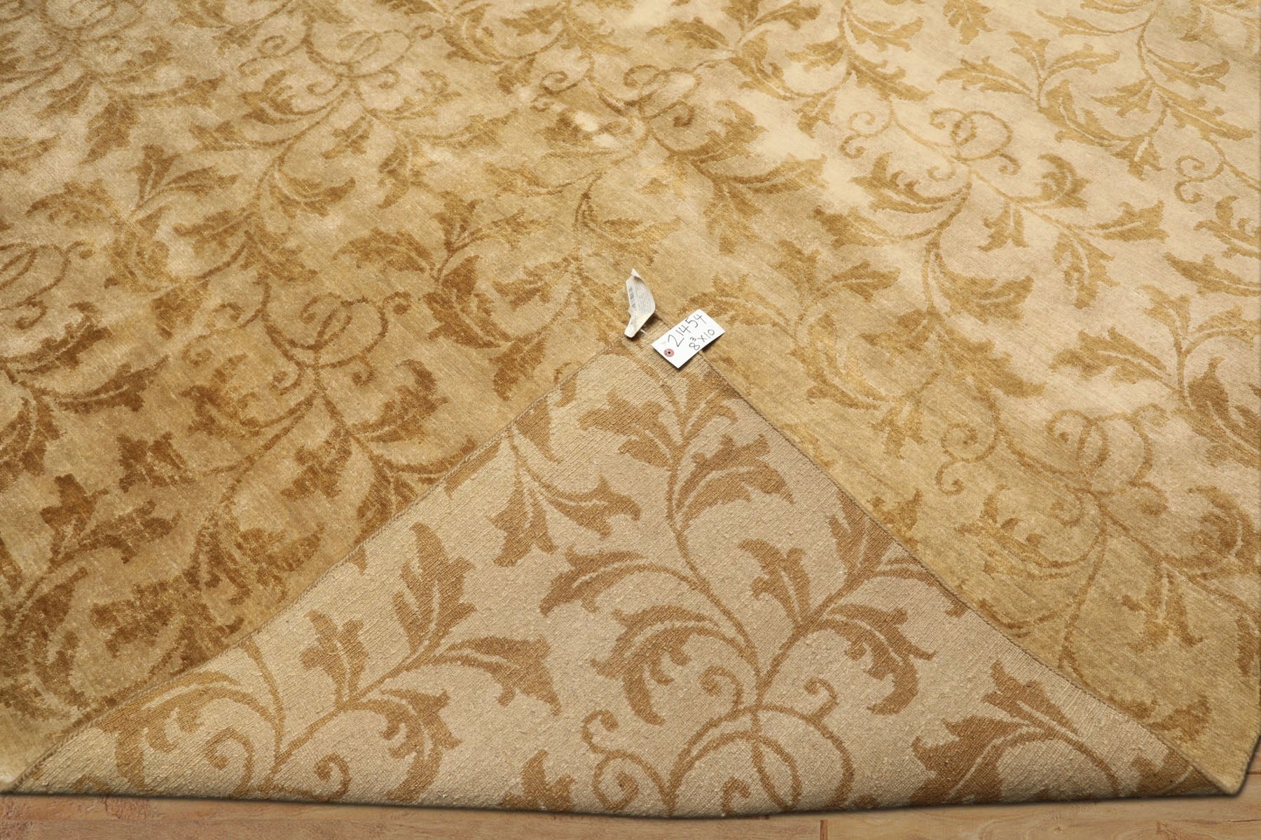 8x10 Beige, Gold, Muted Earth Tones Color Hand Knotted Tibetan Wool Transitional Oriental Rug