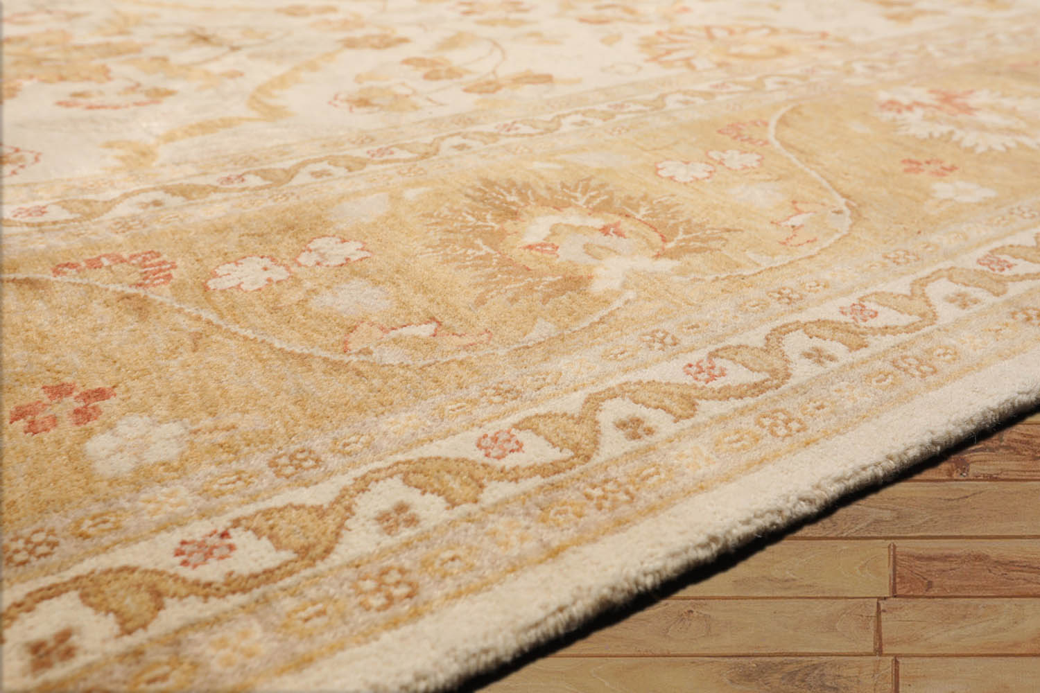 9x12 Beige, Gold, Tan Color Hand Knotted All-Over 100% Wool Traditional Oriental Rug