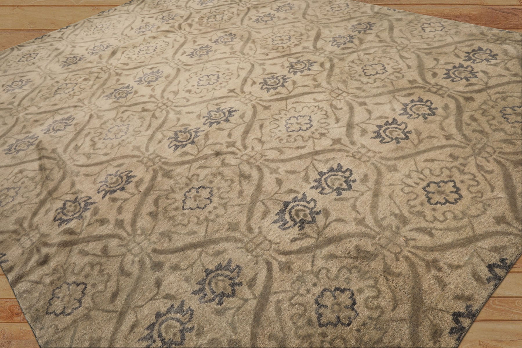 9x12 Gray, Taupe, Slate Color Hand Knotted Tibetan Wool Transitional Oriental Rug