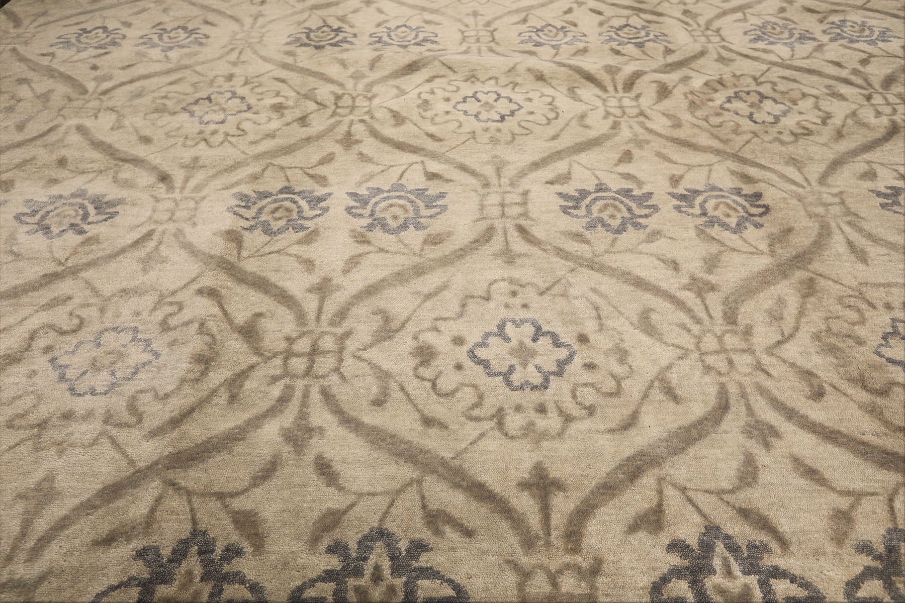 9x12 Gray, Taupe, Slate Color Hand Knotted Tibetan Wool Transitional Oriental Rug