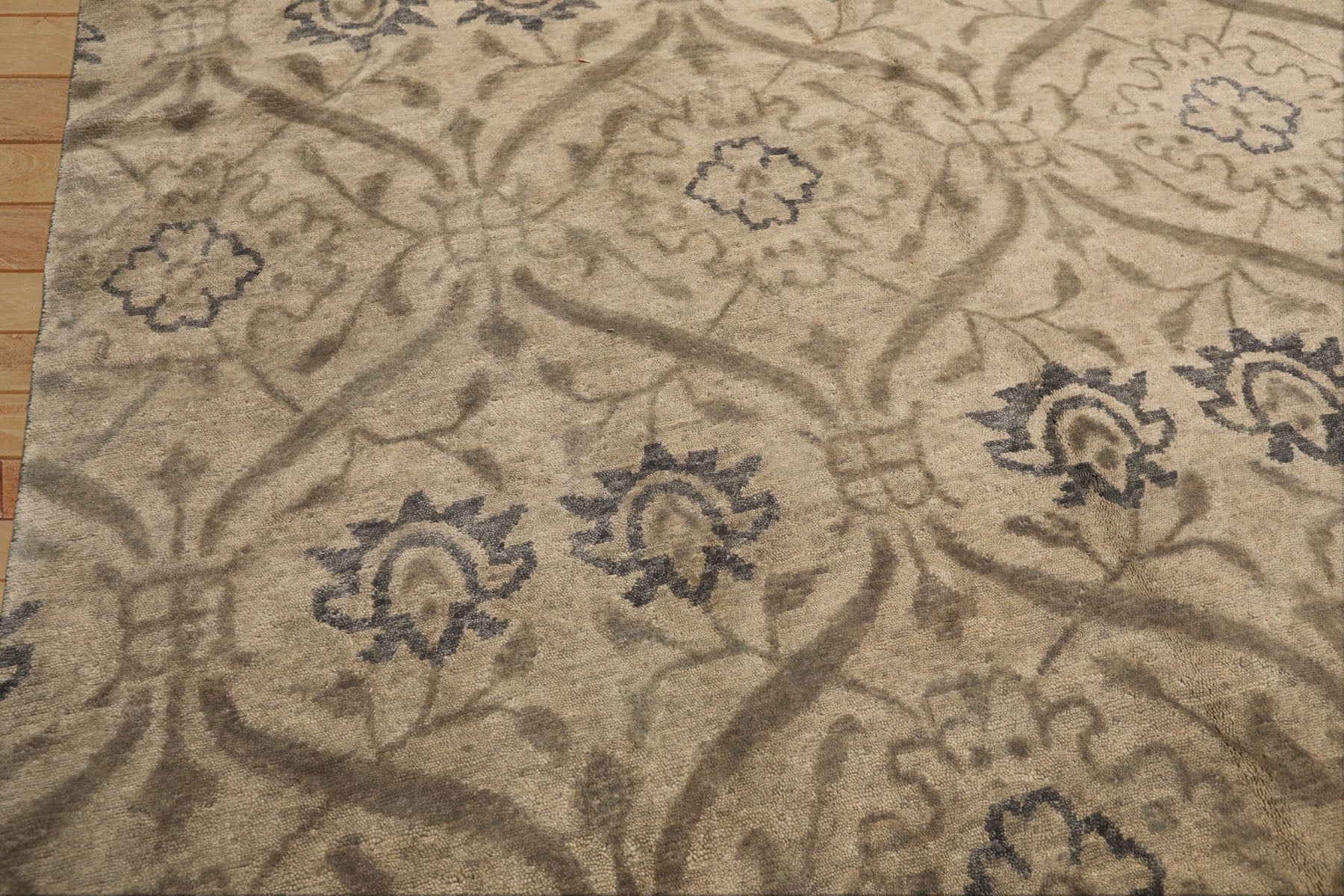 9x12 Gray, Taupe, Slate Color Hand Knotted Tibetan Wool Transitional Oriental Rug