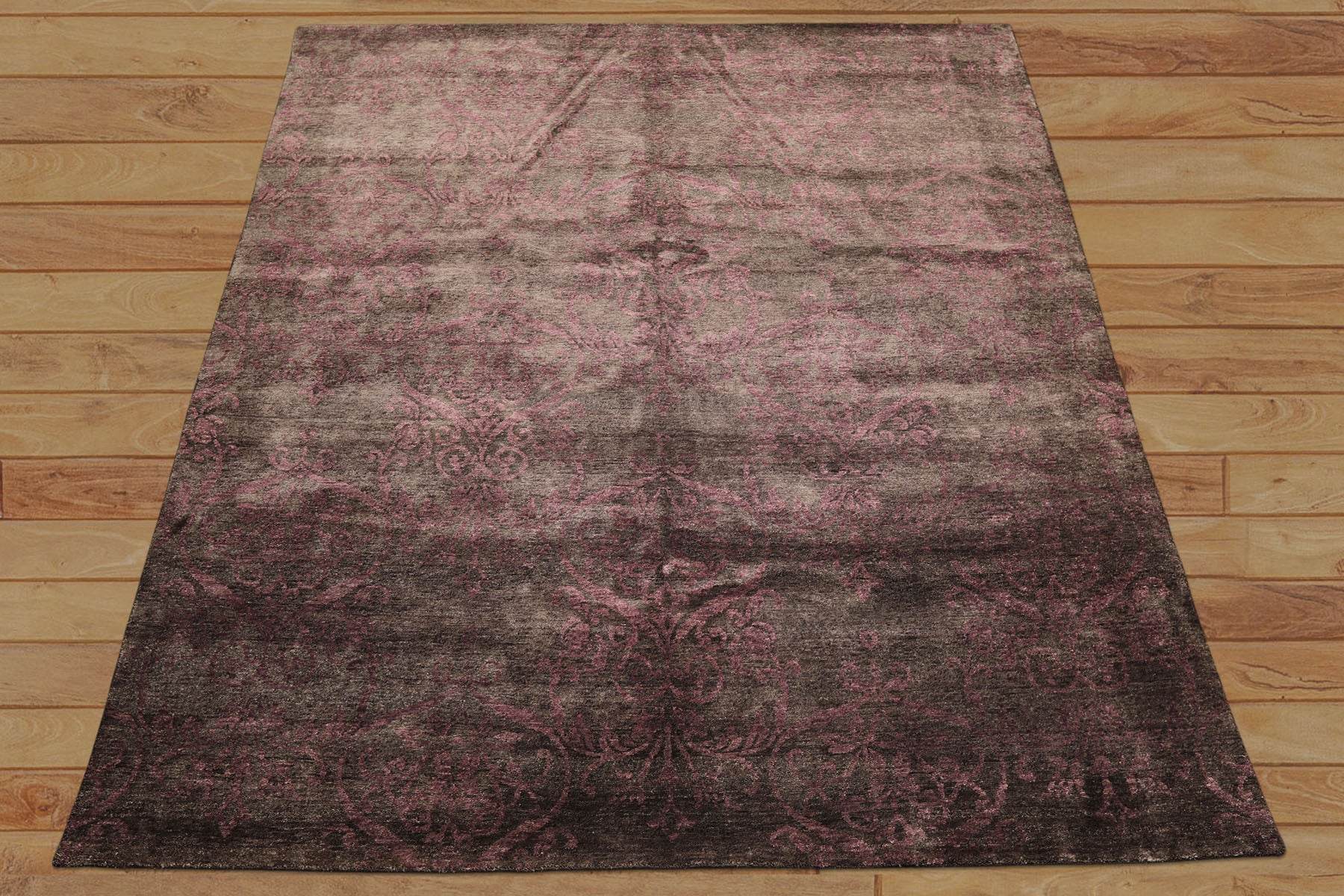 8x10 Greenish, Gray, Aubergine Color Hand Knotted Tibetan Wool Transitional Oriental Rug
