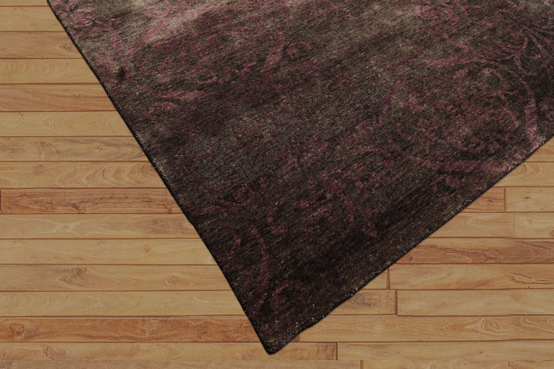 8x10 Greenish, Gray, Aubergine Color Hand Knotted Tibetan Wool Transitional Oriental Rug
