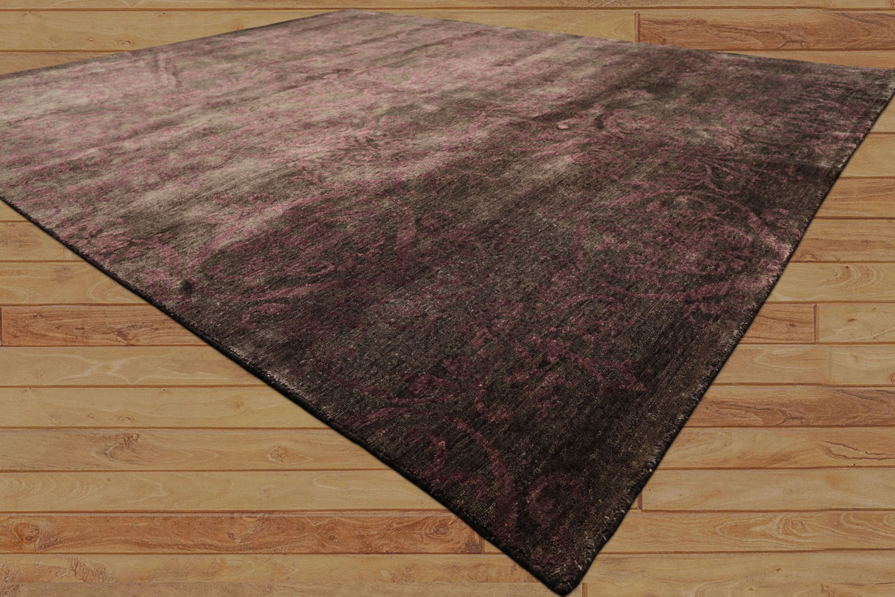 8x10 Greenish, Gray, Aubergine Color Hand Knotted Tibetan Wool Transitional Oriental Rug