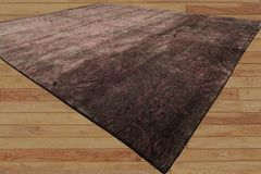 8x10 Greenish, Gray, Aubergine Color Hand Knotted Tibetan Wool Transitional Oriental Rug