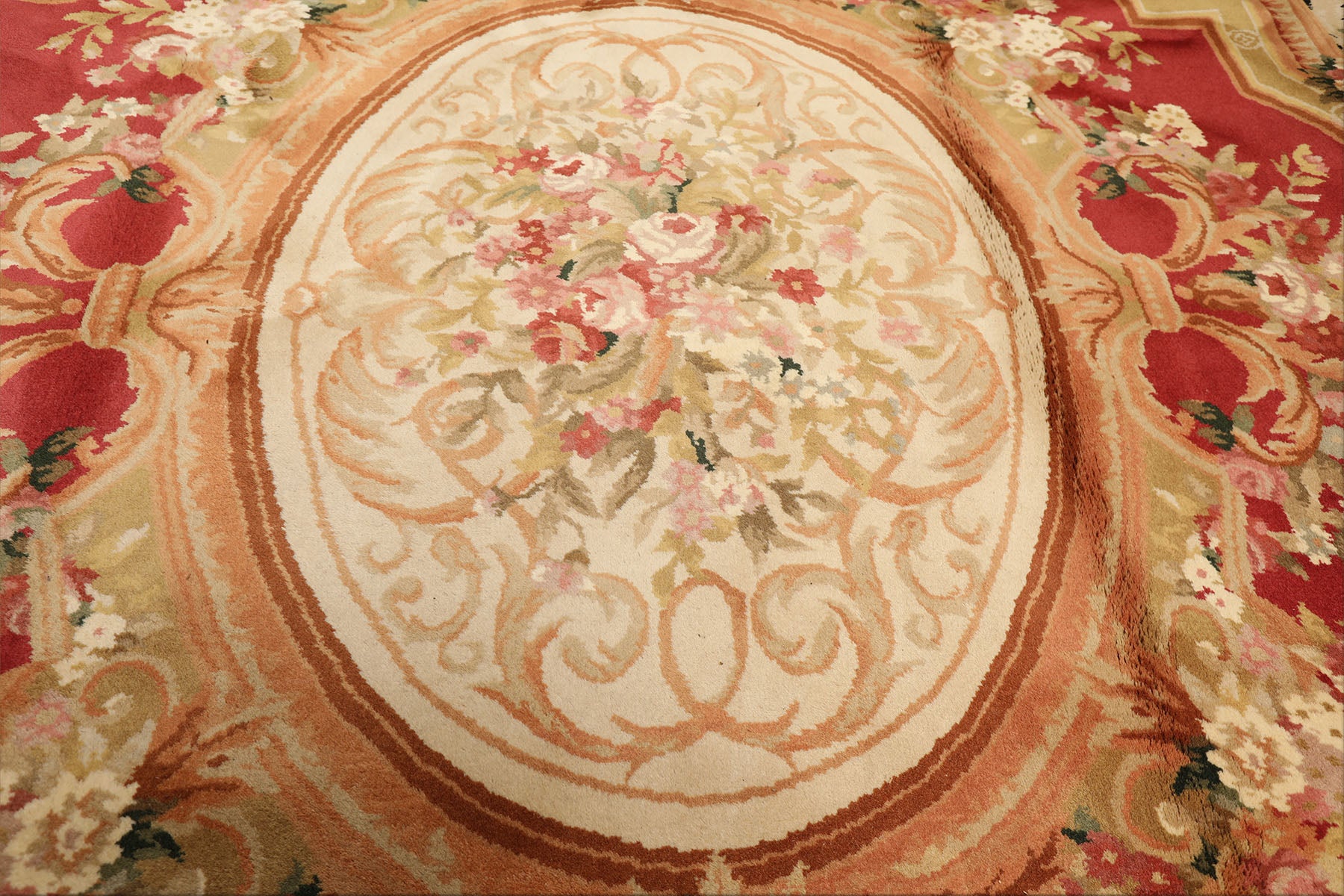 8x10 Rose, Black, Gold Color Hand Knotted French Aubusson Savonnerie Wool Traditional Oriental Rug