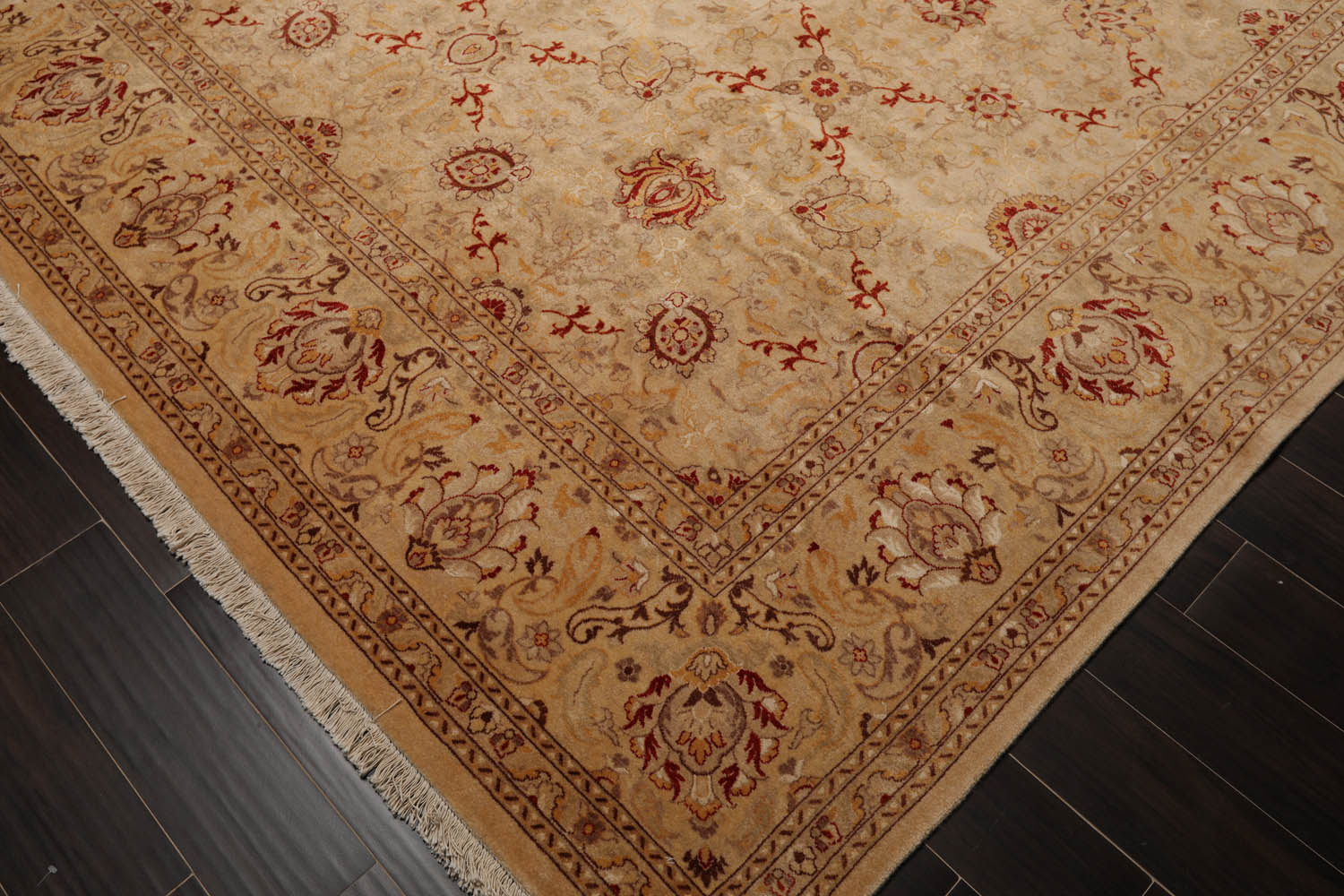 9x12 Beige, Brown, Red Color Hand Knotted All-Over 100% Wool Traditional Oriental Rug
