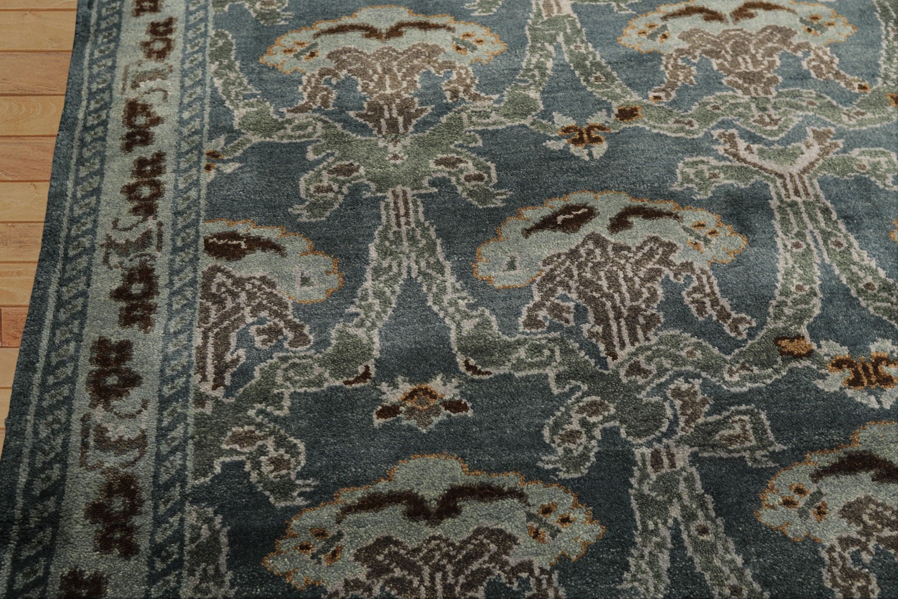8x10 Aqua, Taupe, Brown Color Hand Knotted Tibetan Wool Traditional Oriental Rug
