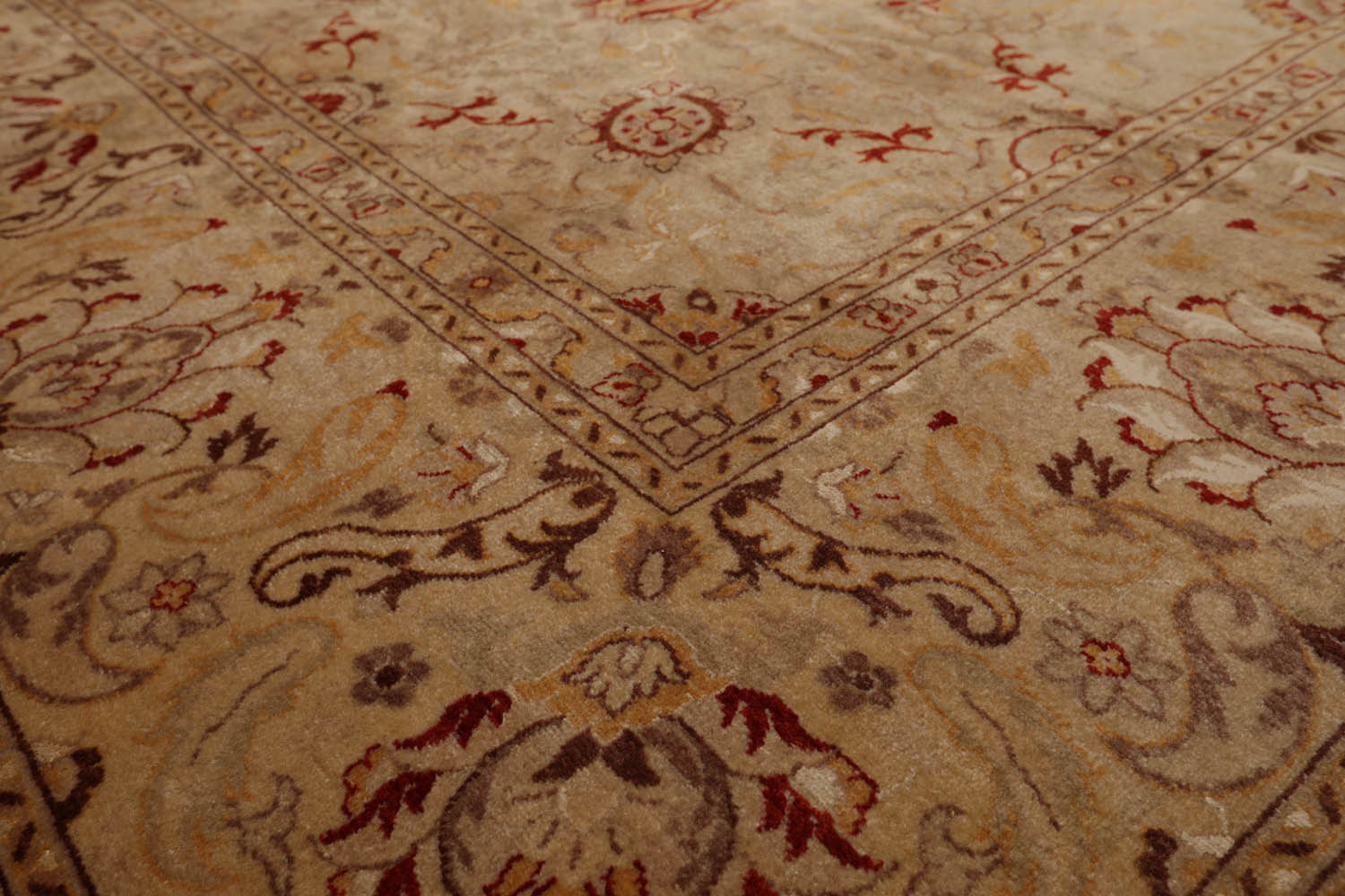 9x12 Beige, Brown, Red Color Hand Knotted All-Over 100% Wool Traditional Oriental Rug