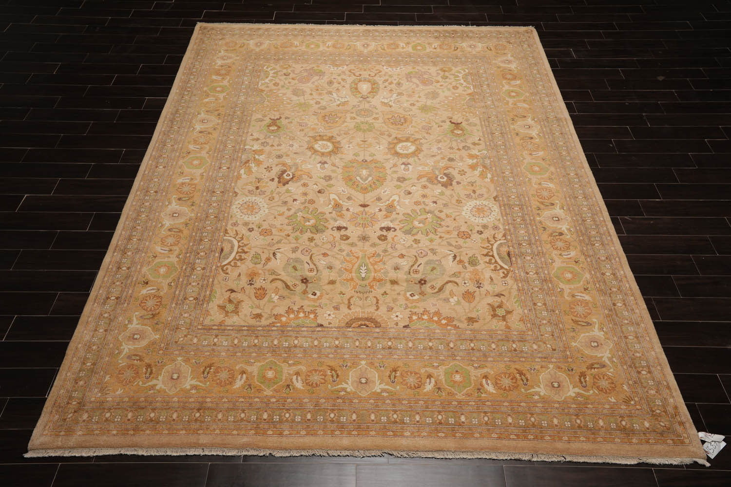 9x12 Tan, Brown, Caramel Color Hand Knotted All-Over 100% Wool Traditional Oriental Rug