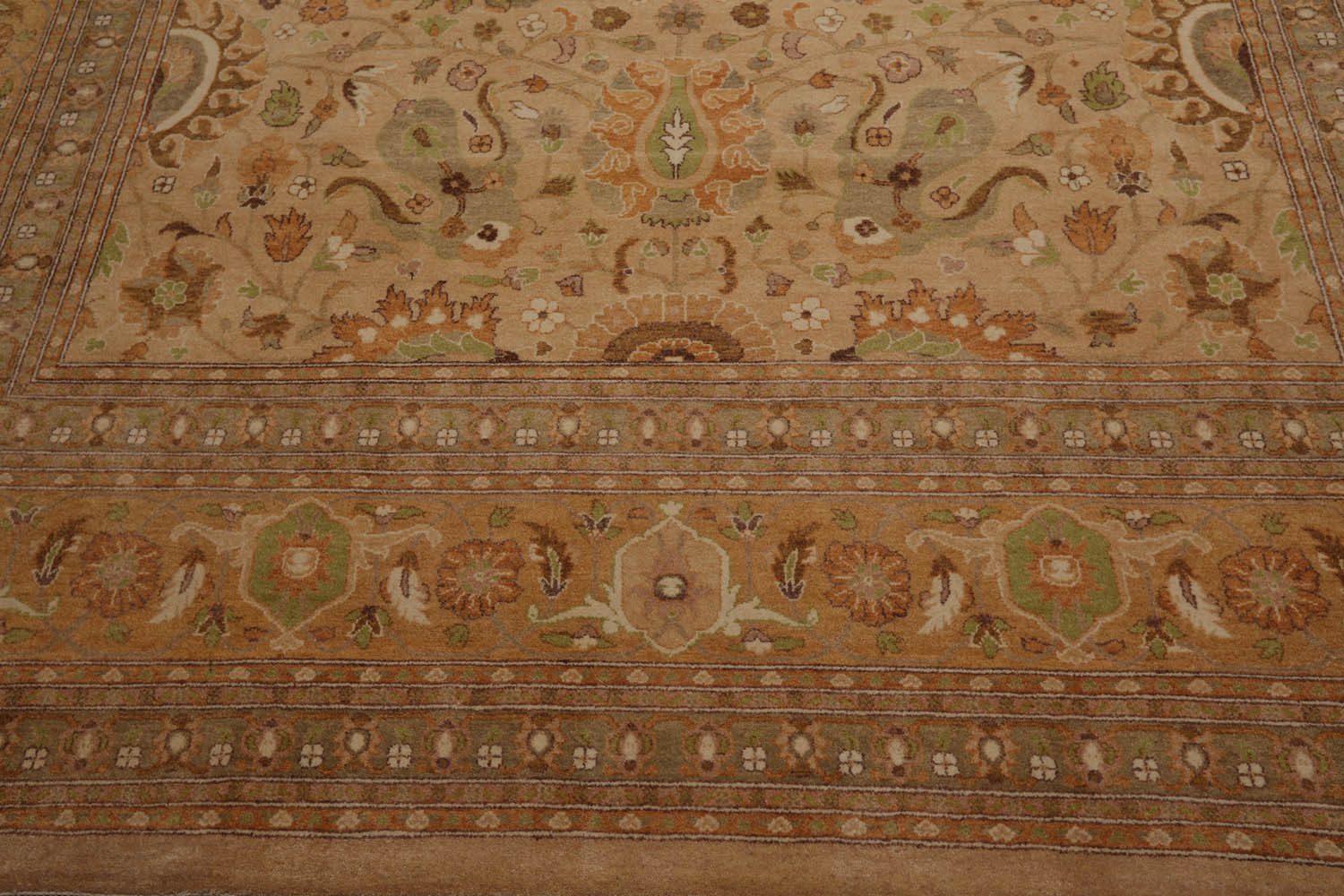 9x12 Tan, Brown, Caramel Color Hand Knotted All-Over 100% Wool Traditional Oriental Rug