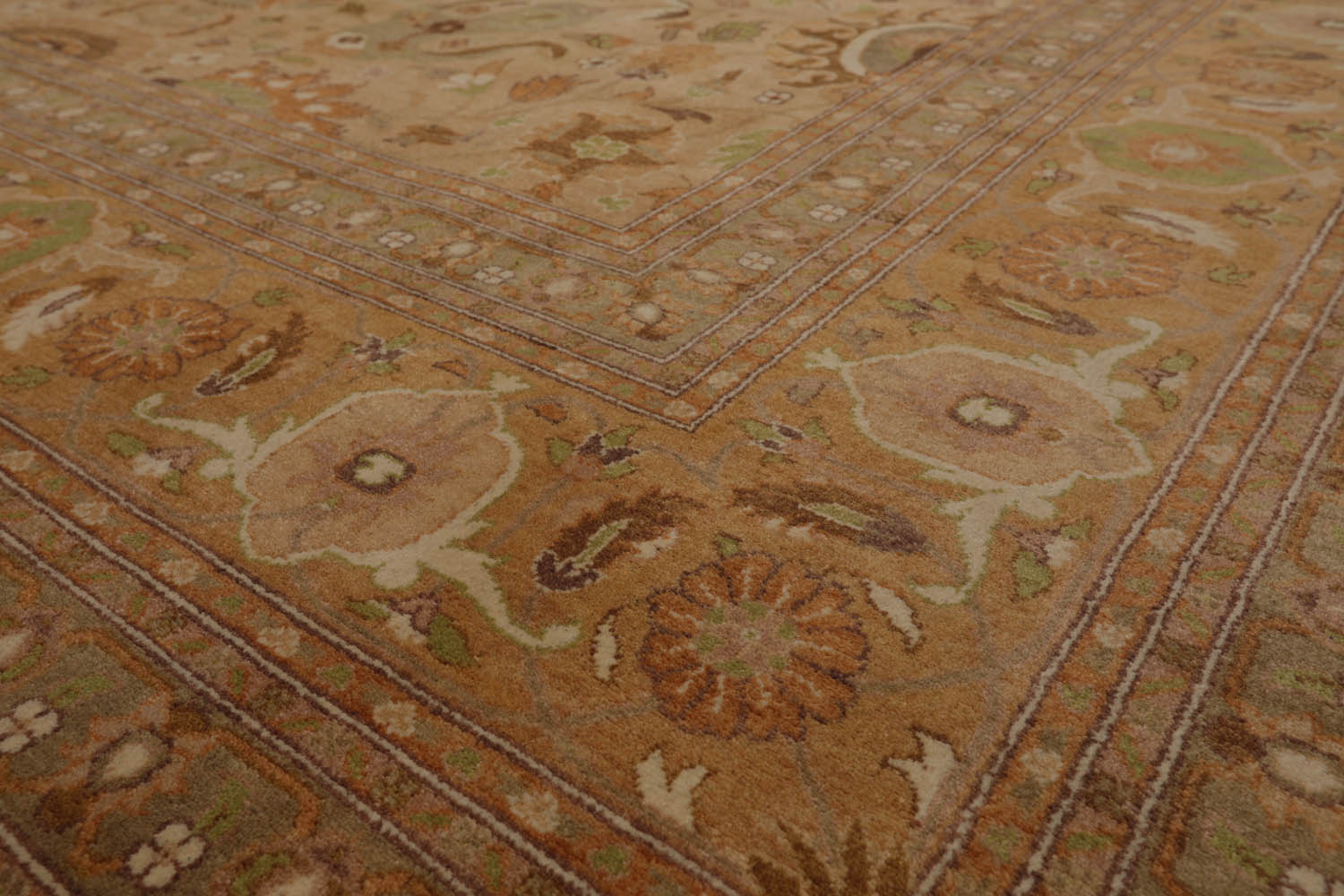 9x12 Tan, Brown, Caramel Color Hand Knotted All-Over 100% Wool Traditional Oriental Rug