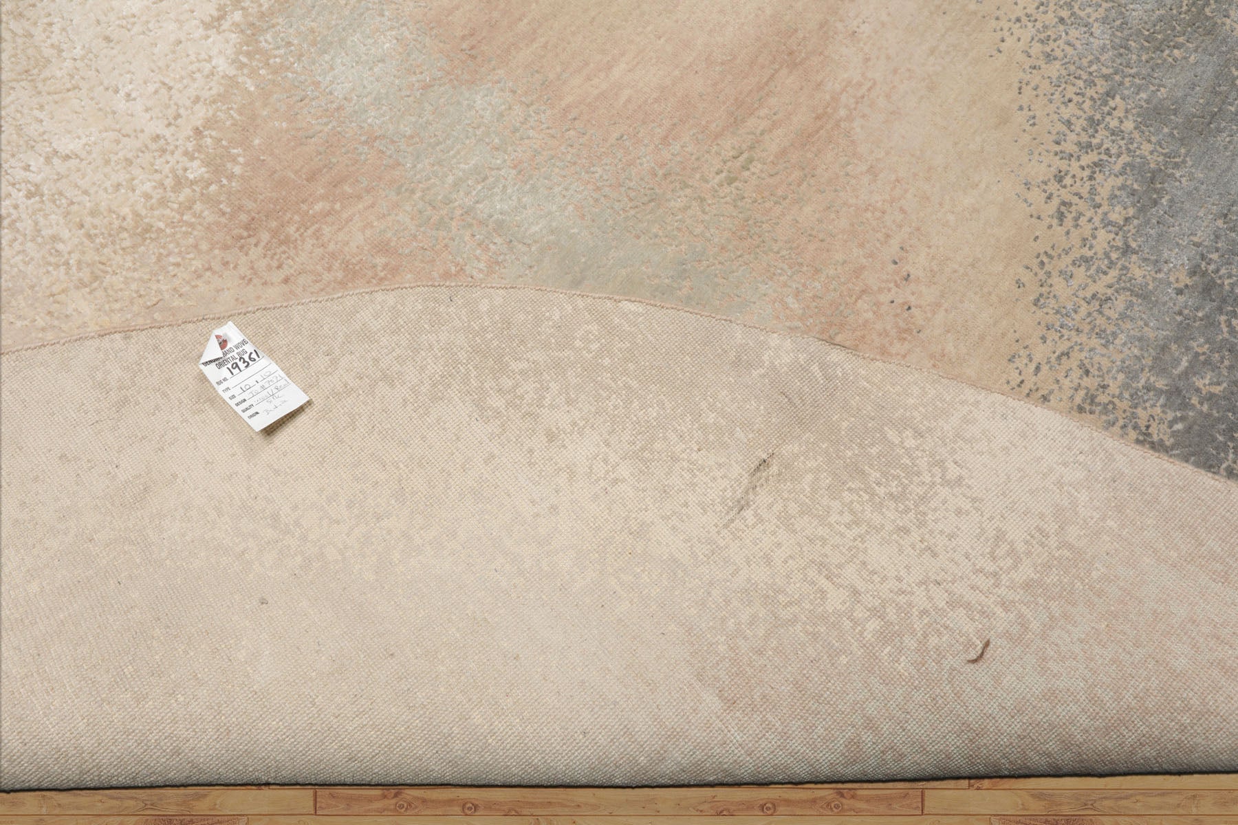 Round Beige, Taupe, Ivory Color Hand Knotted Sherpa Wool and Silk Modern Oriental Rug