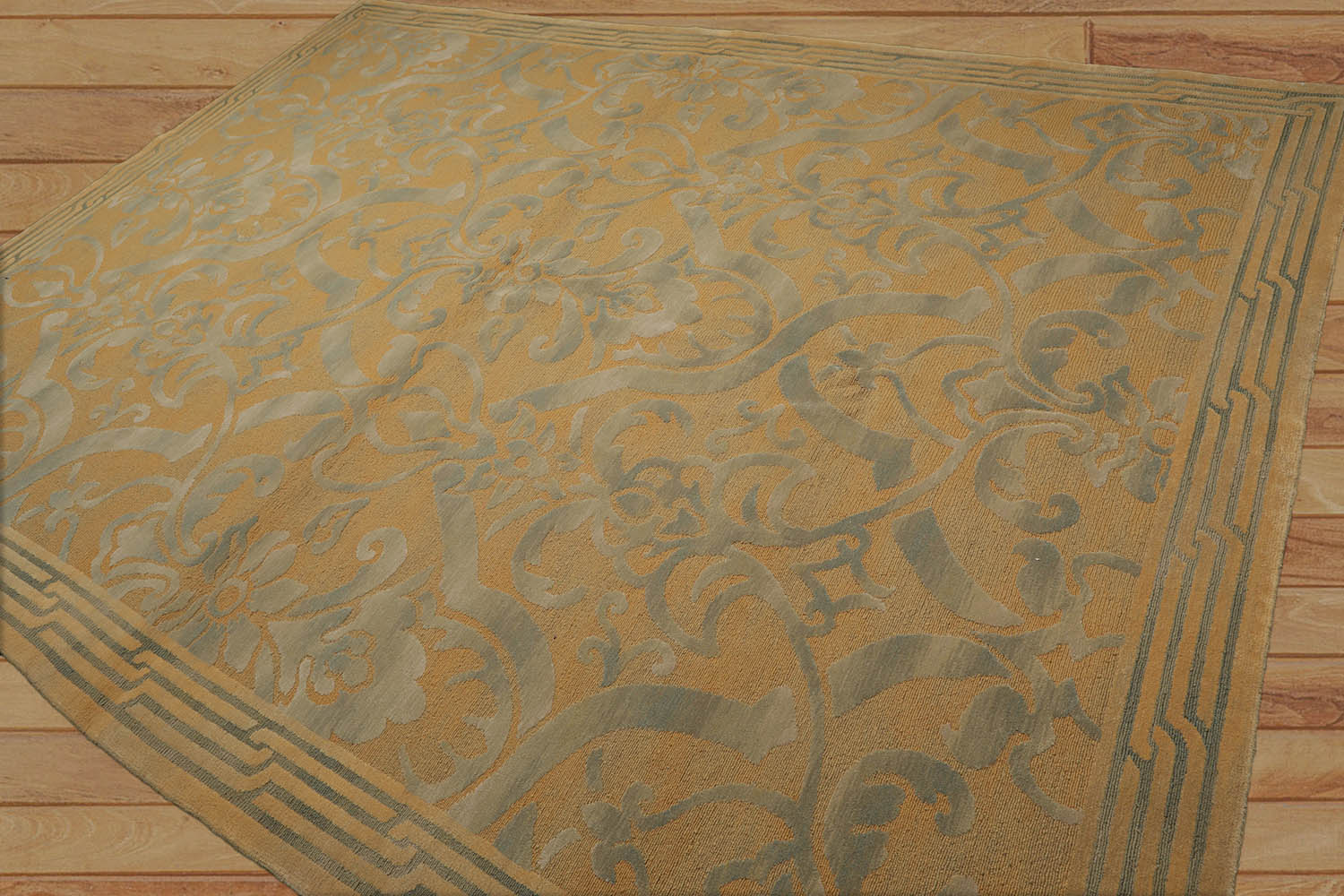 9x12 Tan, Grey, Color Hand Knotted Floral 100% Wool Country Oriental Rug