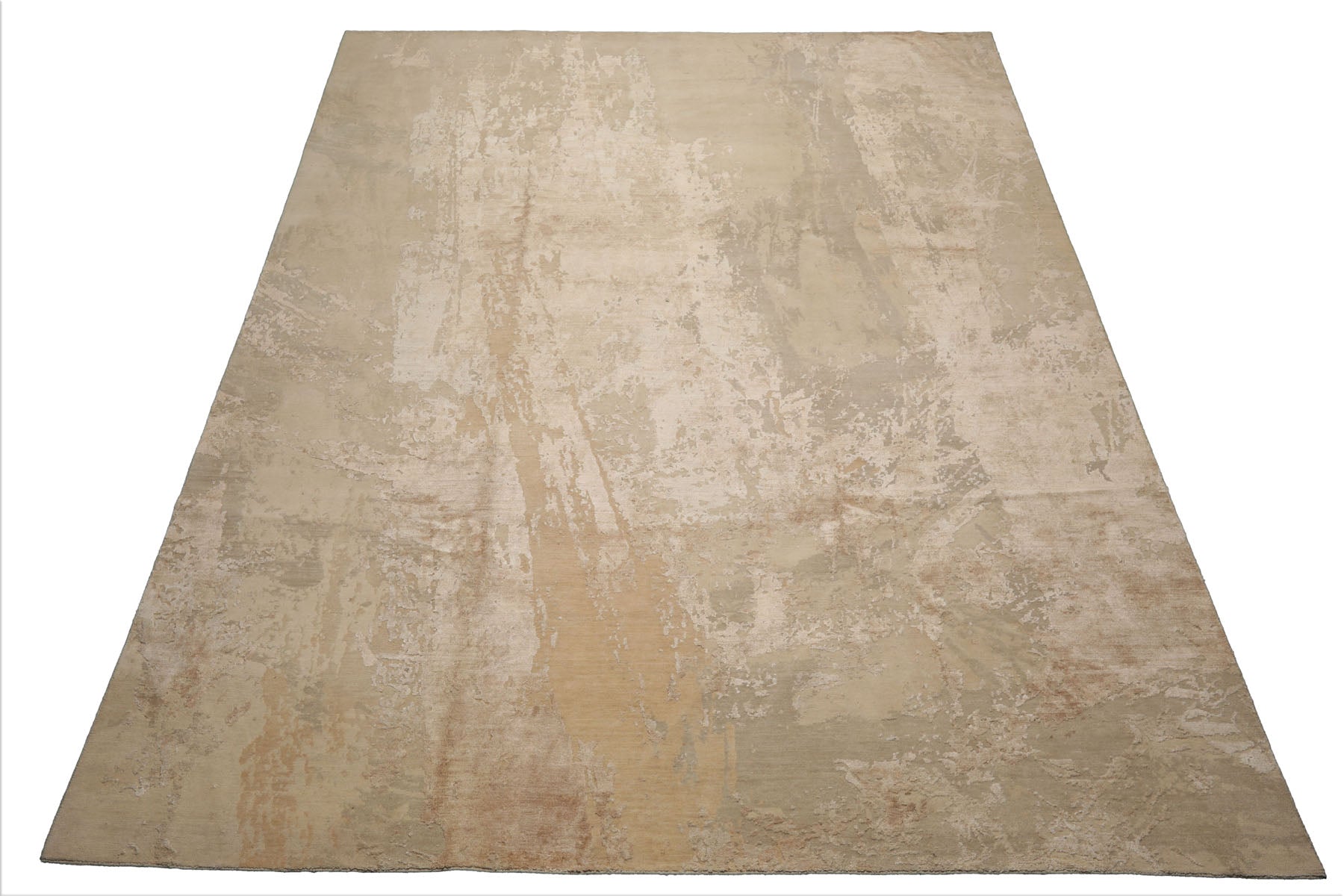 9x12 Beige, Gray, Taupe Color Hand Knotted Sherpa Wool and Silk Modern Oriental Rug