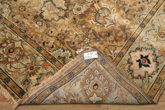 8x10 Mocha, Mint, Navy Color Hand Knotted Agra Wool Transitional Oriental Rug
