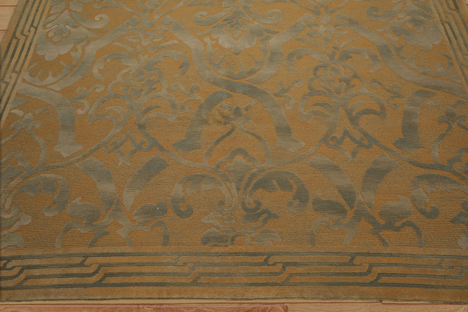 9x12 Tan, Grey, Color Hand Knotted Floral 100% Wool Country Oriental Rug