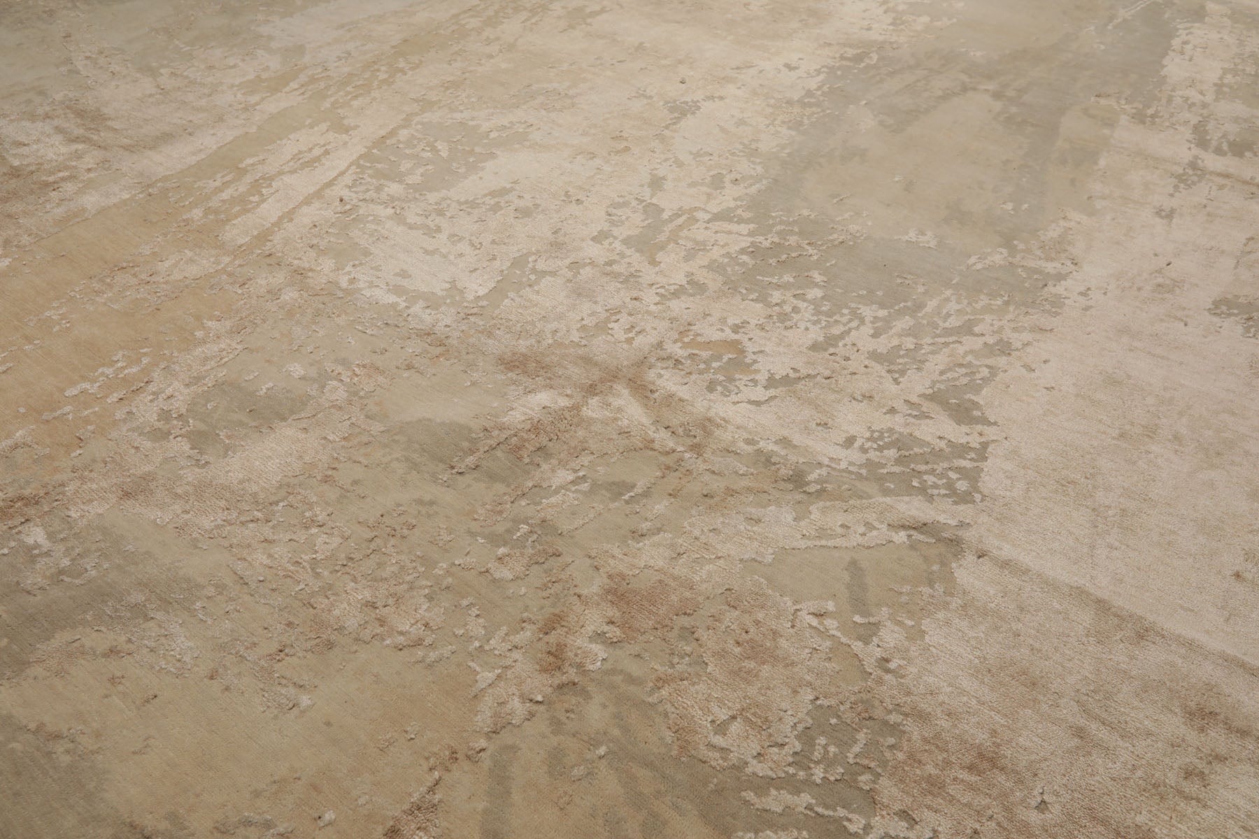 9x12 Beige, Gray, Taupe Color Hand Knotted Sherpa Wool and Silk Modern Oriental Rug