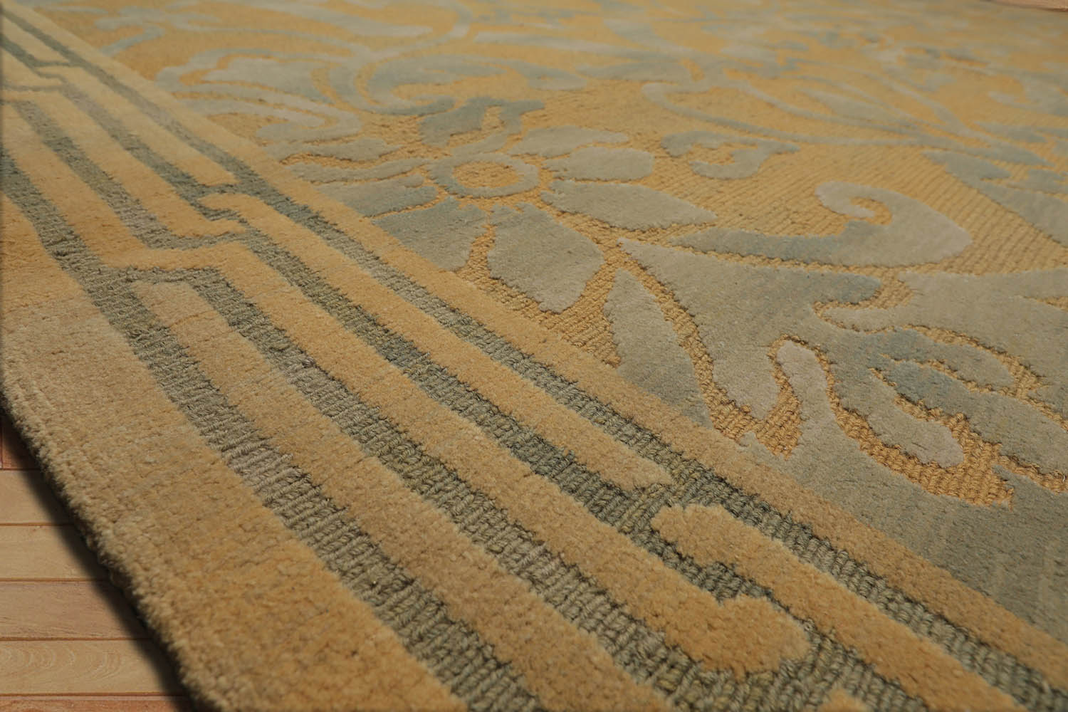 9x12 Tan, Grey, Color Hand Knotted Floral 100% Wool Country Oriental Rug