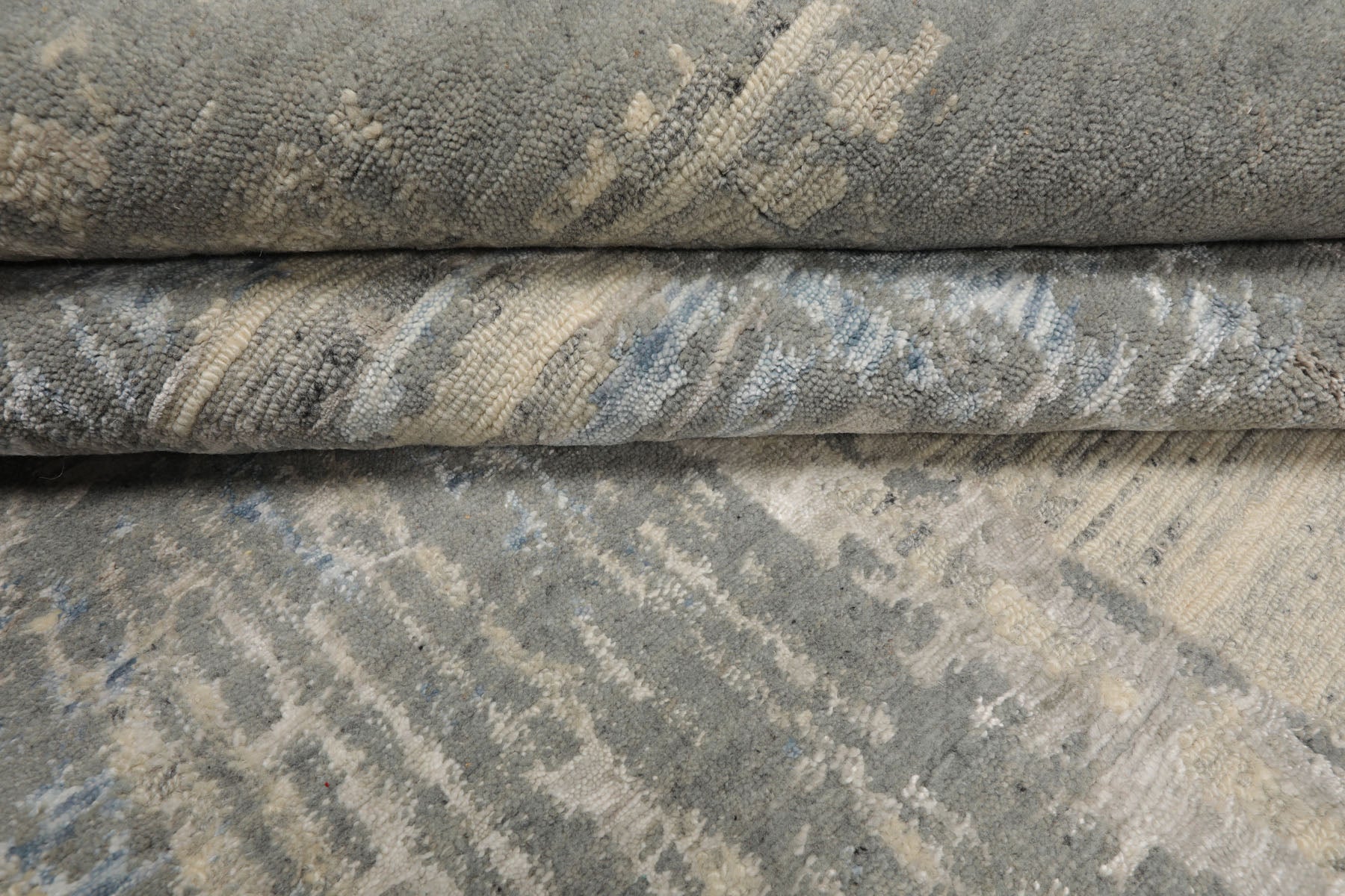 9x12 Gray, Beige, Ivory Color Hand Knotted Sherpa Wool and Silk Modern Oriental Rug