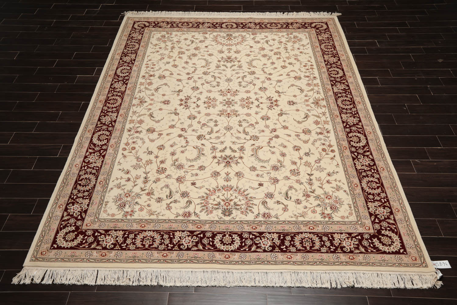 9x12 Cream, Maroon, Gray Color Hand Knotted All-Over 100% Wool Traditional-Persian/Oriental Oriental Rug