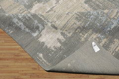 9x12 Gray, Beige, Ivory Color Hand Knotted Sherpa Wool and Silk Modern Oriental Rug