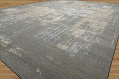 9x12 Gray, Beige, Ivory Color Hand Knotted Sherpa Wool and Silk Modern Oriental Rug