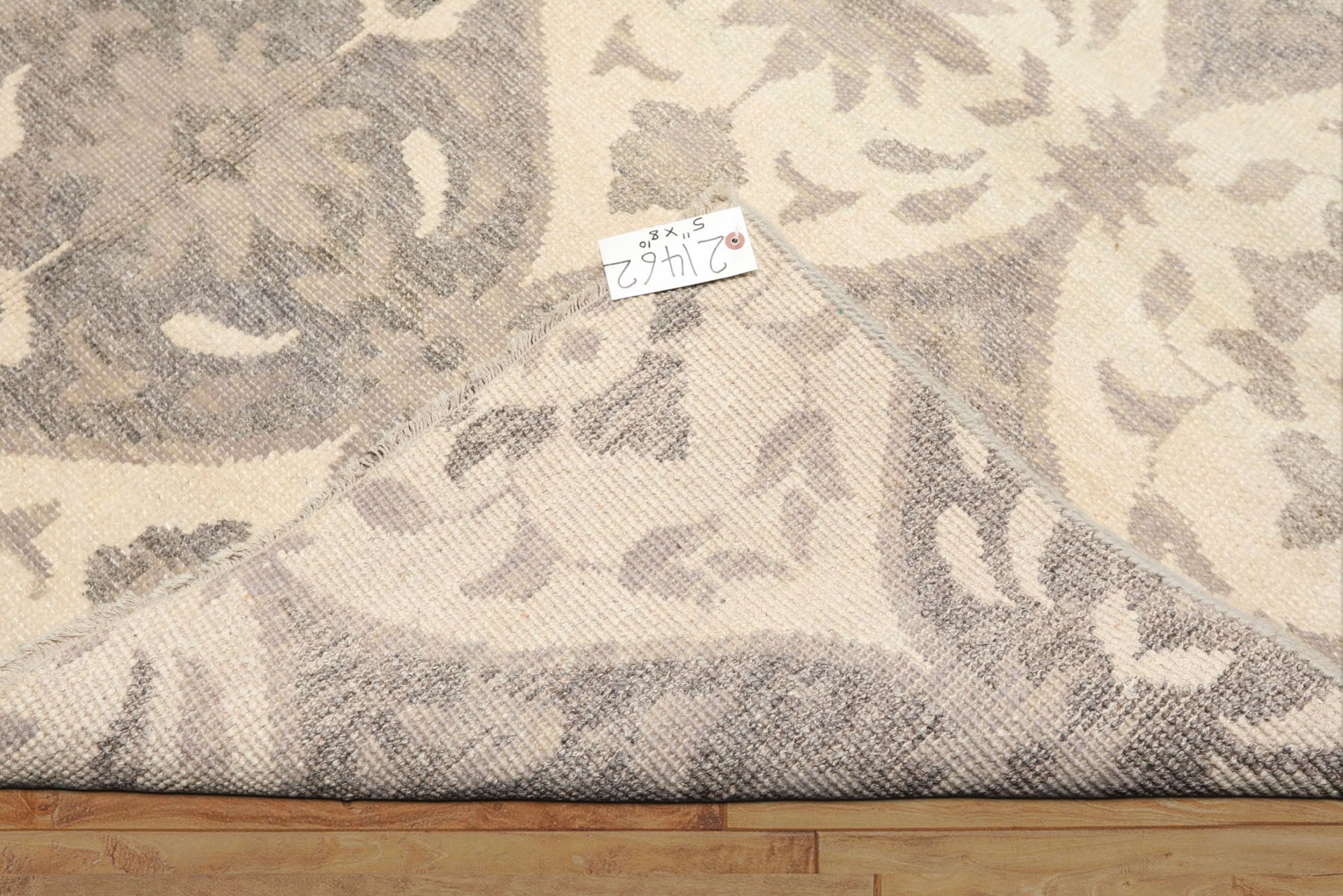 6x9 Ivory, Gray, Taupe Color Hand Knotted Oushak Wool Transitional Oriental Rug