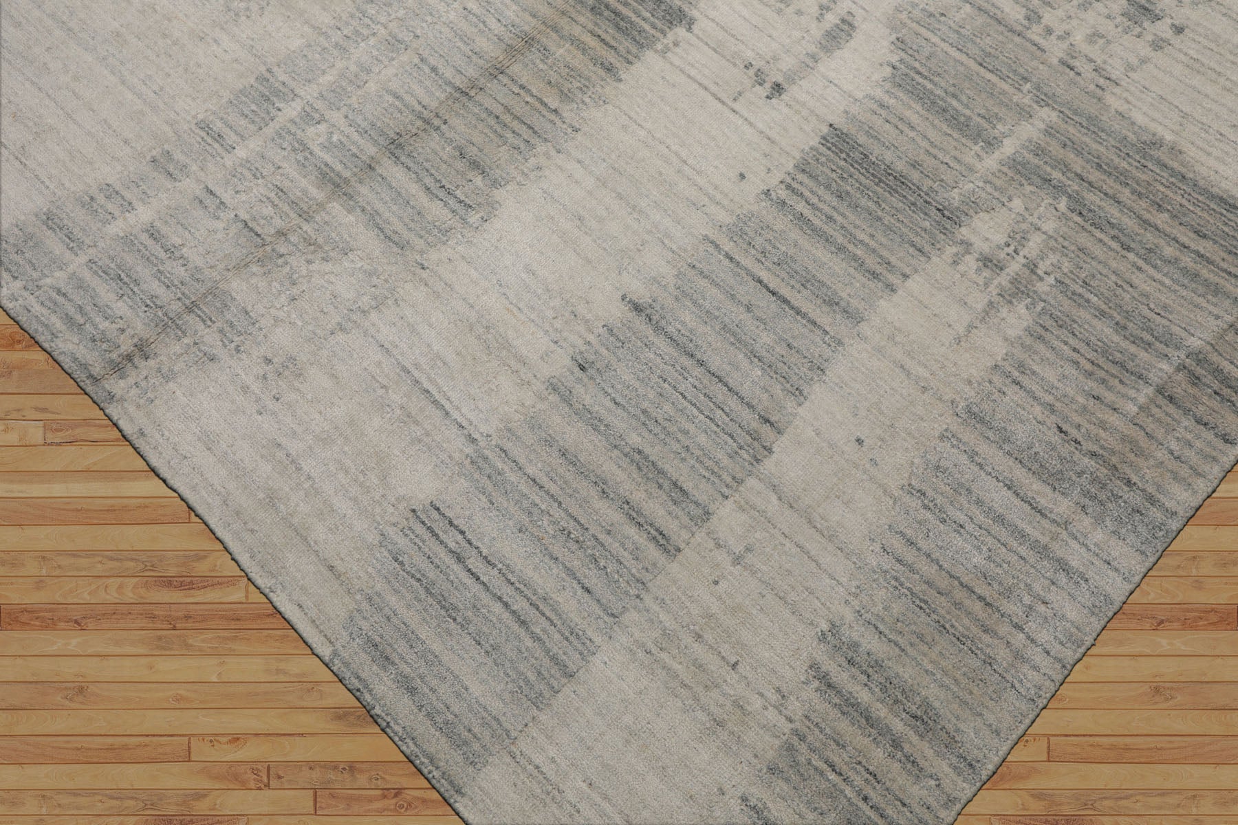 8x10 Ivory, Gray, Beige Color Hand Loomed Sherpa Wool and Silk Modern Oriental Rug