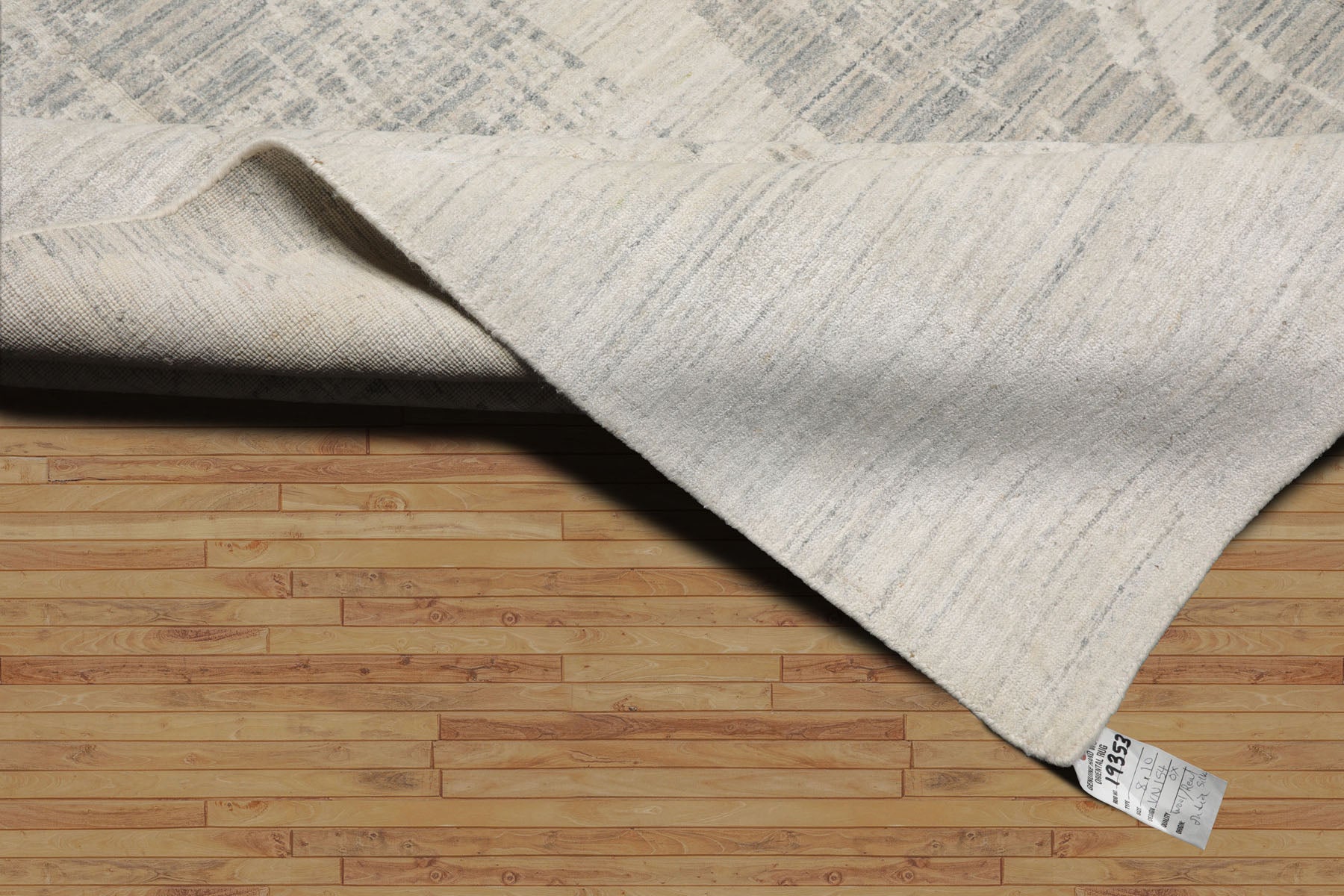 8x10 Ivory, Gray, Beige Color Hand Loomed Sherpa Wool and Silk Modern Oriental Rug